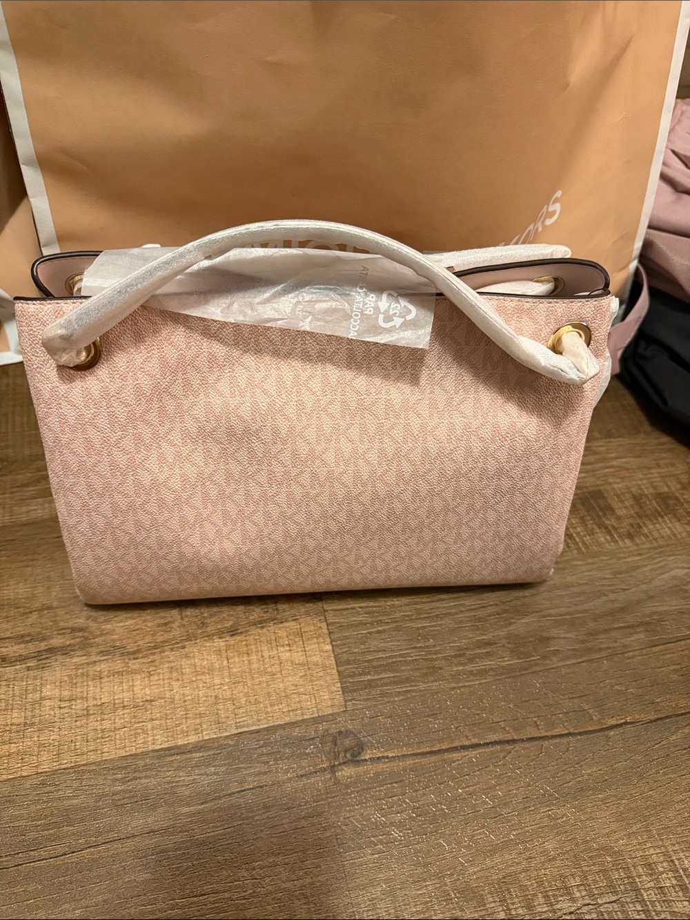 Elegant Blush Shoulder Tote Bag with White Handles